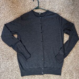 Uniqlo Gray Merino Wool Cardigan Sweater